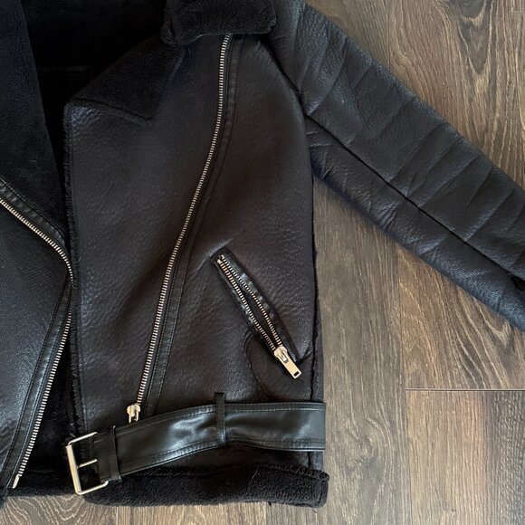 Zara S Women’s Double-faced long Moto Biker Jacket - Picture 2 of 4